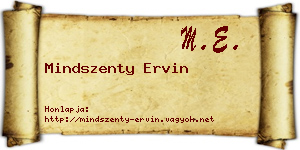 Mindszenty Ervin névjegykártya